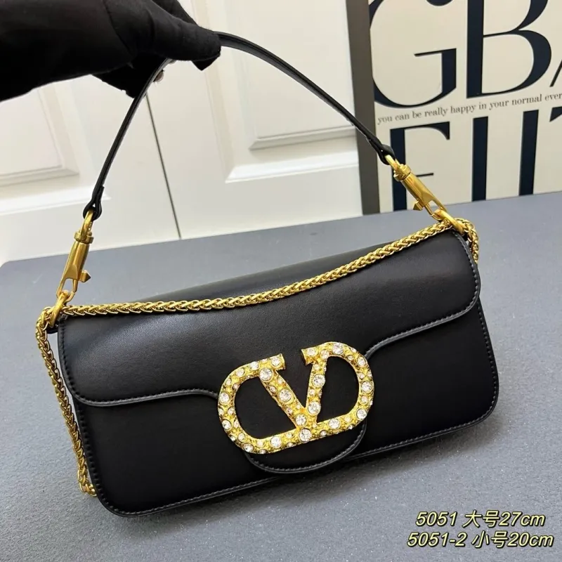 Valentino Black Leather Satchel Bag 5051 Large 27cm Small 20cm - Image 4