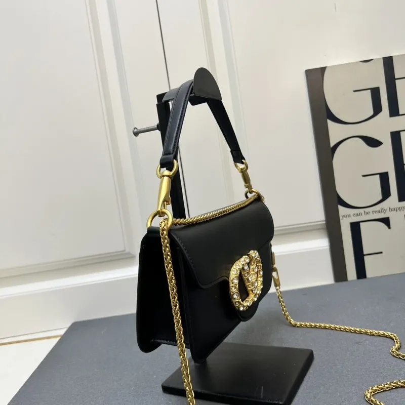Valentino Black Leather Satchel Bag 5051 Large 27cm Small 20cm - Image 5