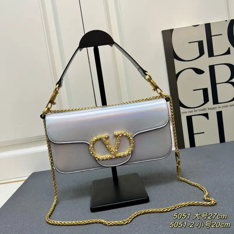 Valentino Iridescent Silver Satchel Bag 5051 Large Small - Image 3