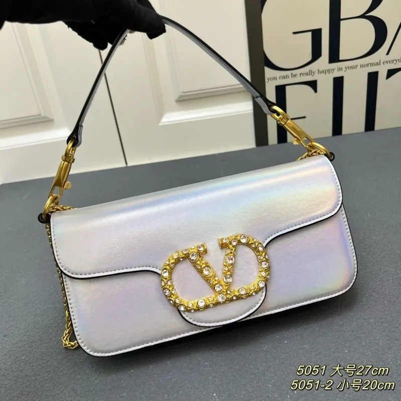 Valentino Iridescent Silver Satchel Bag 5051 Large Small - Image 4