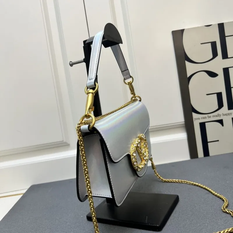 Valentino Iridescent Silver Satchel Bag 5051 Large Small - Image 5