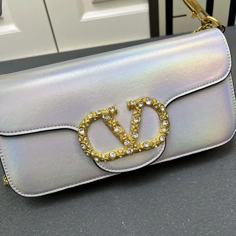 Valentino Iridescent Silver Satchel Bag 5051 Large Small - Image 7
