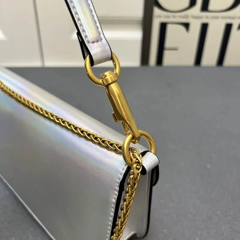 Valentino Iridescent Silver Satchel Bag 5051 Large Small - Image 8