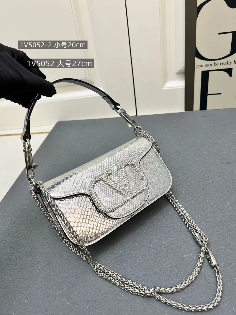 Alternative view of Valentino Silver Snake Satchel Bag 1V5052 Small