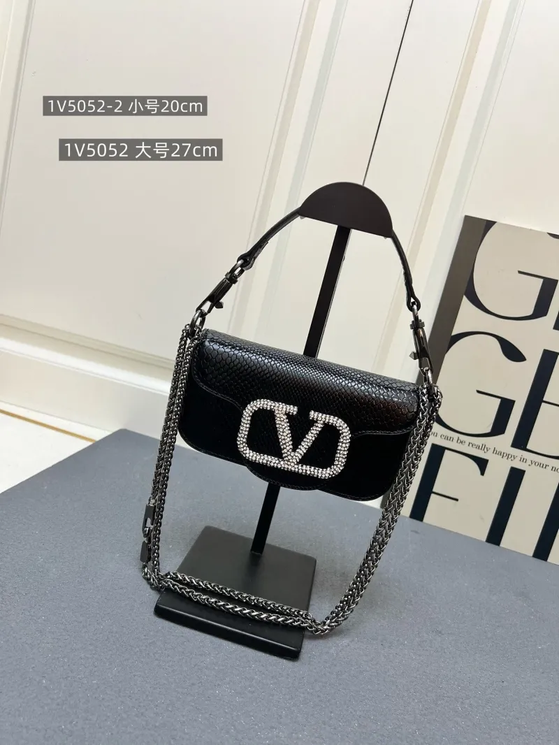 Valentino Black Chain Satchel Bag 1V5052 Small Size