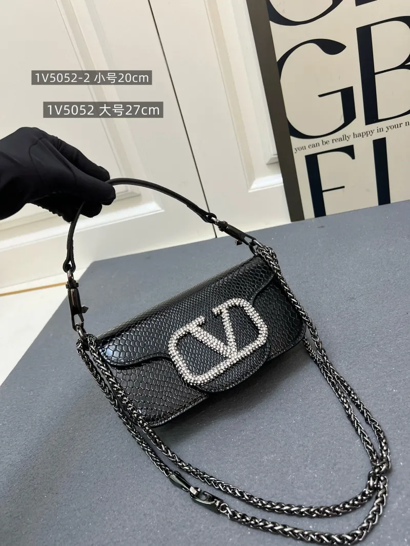 Alternative view of Valentino Black Chain Satchel Bag 1V5052 Small Size