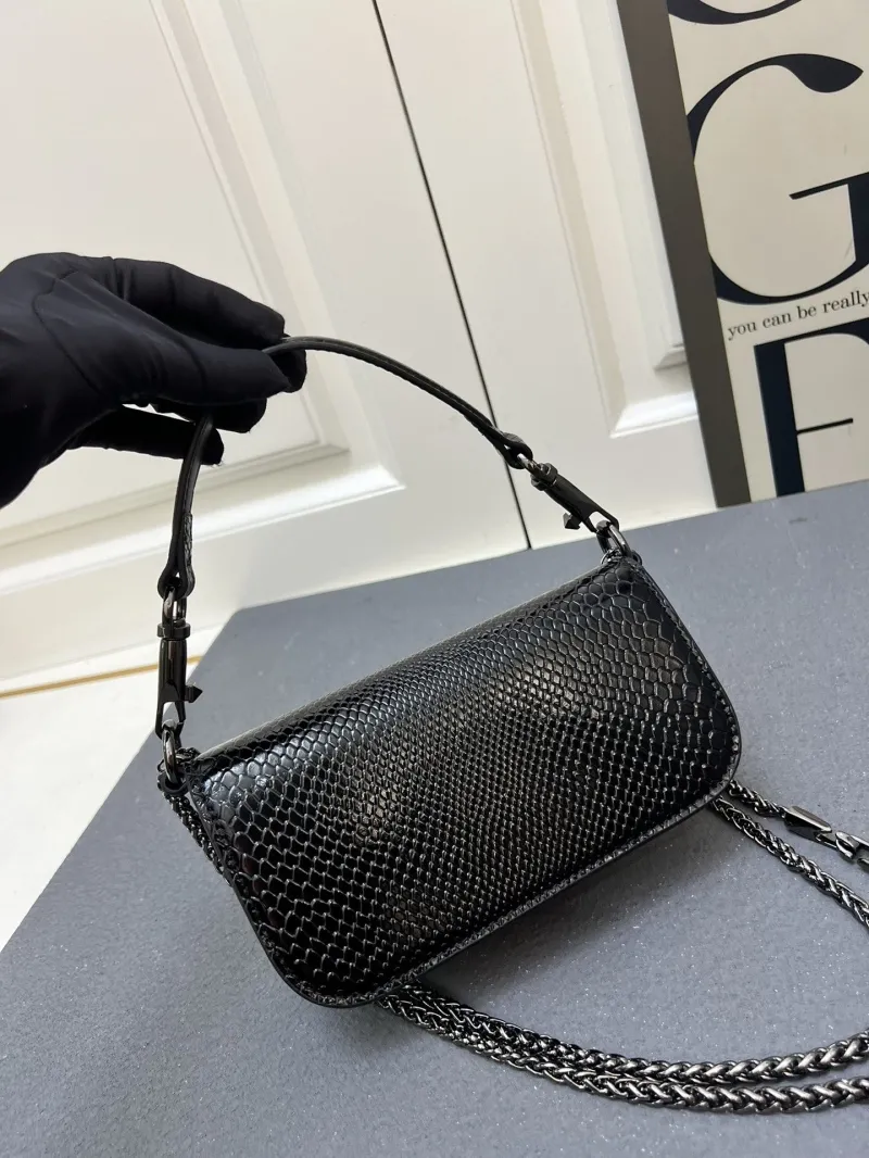 Valentino Black Chain Satchel Bag 1V5052 Small Size - Image 3