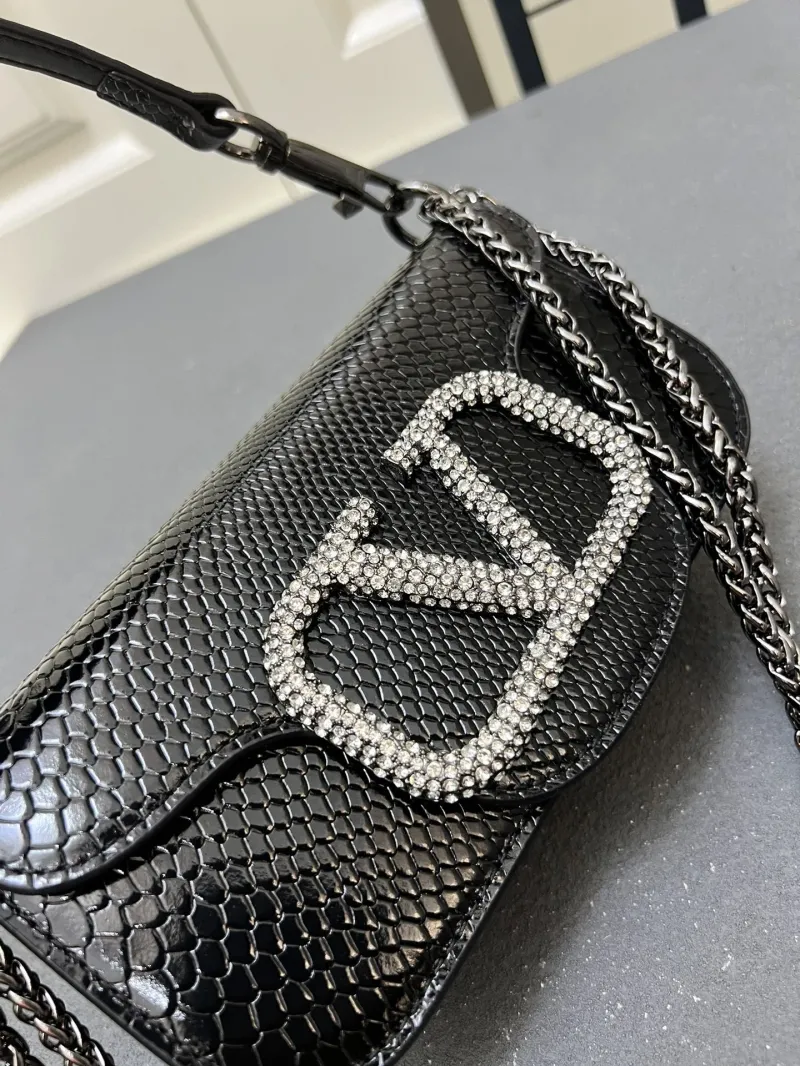Valentino Black Chain Satchel Bag 1V5052 Small Size - Image 5