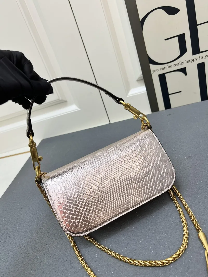 Valentino 1V5052 Small Metallic Pink Satchel Bag - Image 3