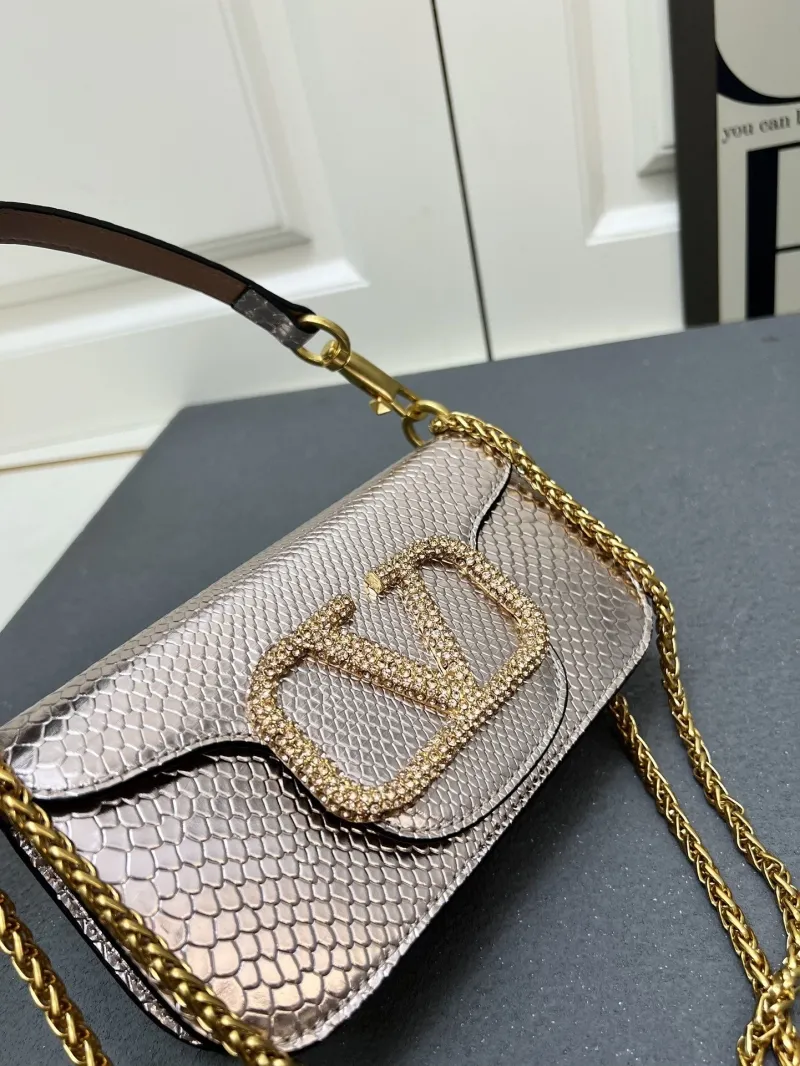 Valentino 1V5052 Small Metallic Pink Satchel Bag - Image 5