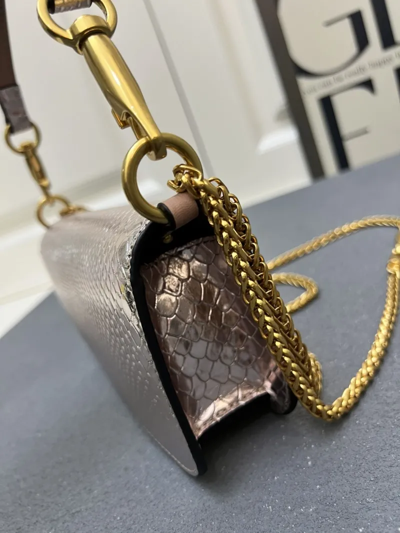 Valentino 1V5052 Small Metallic Pink Satchel Bag - Image 6