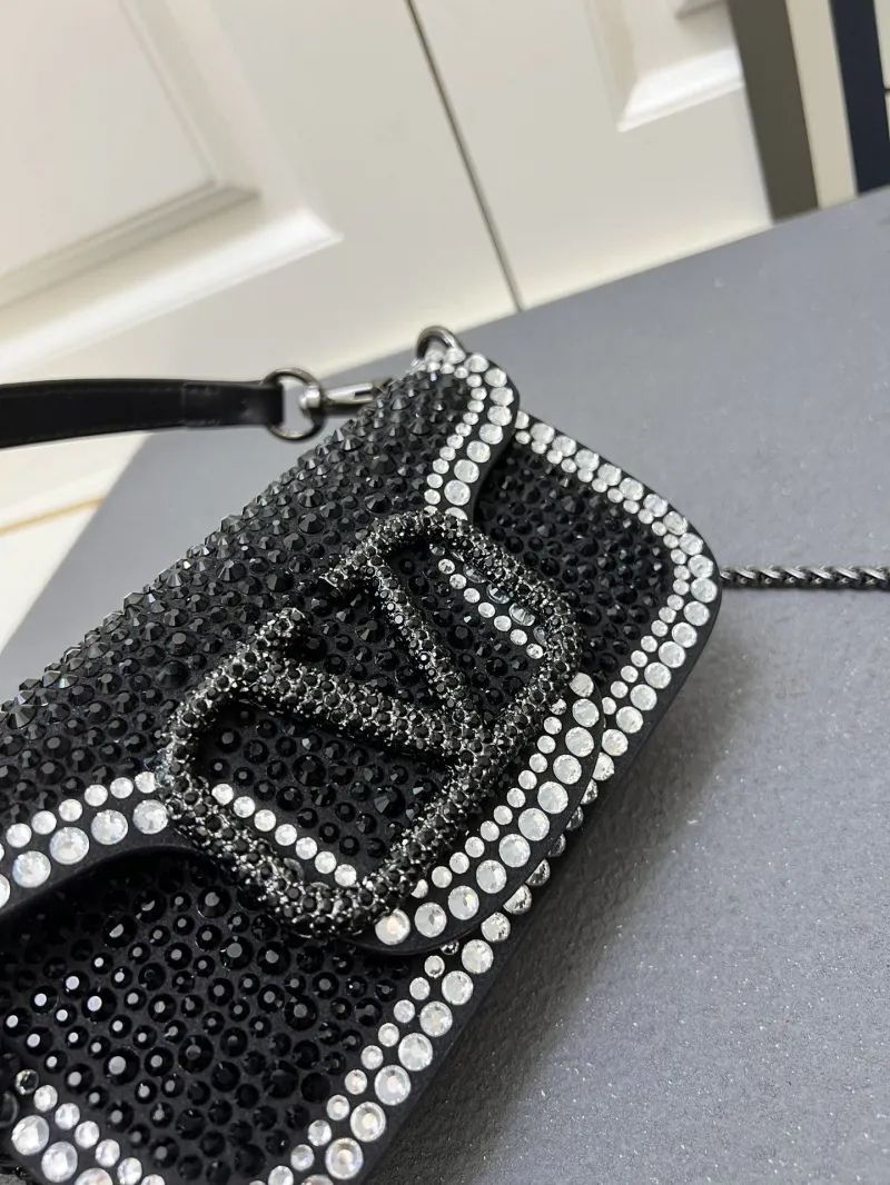 Valentino Black Crystal Embellished Satchel Bag 1V5022 Large - Image 4