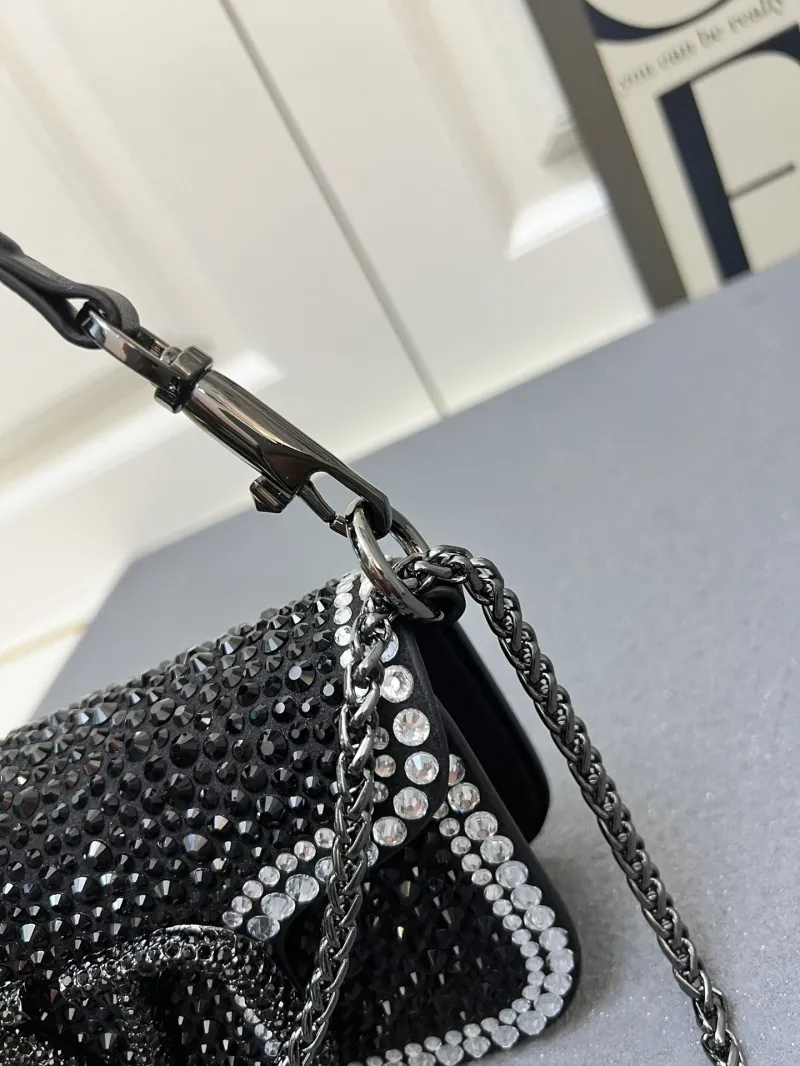 Valentino Black Crystal Embellished Satchel Bag 1V5022 Large - Image 6