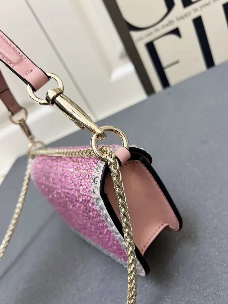 Valentino Pink Crystal Embellished Shoulder Satchel Bag 1V5022 - Image 4