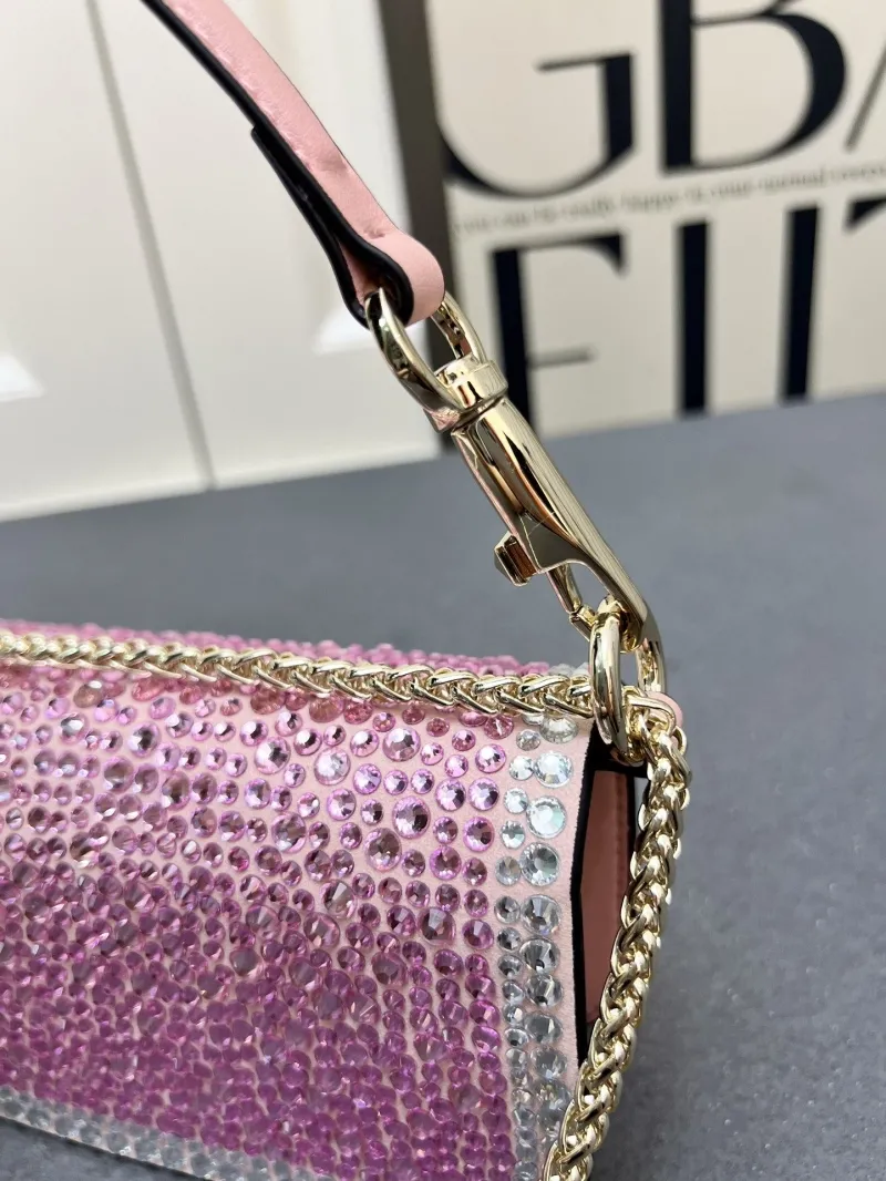 Valentino Pink Crystal Embellished Shoulder Satchel Bag 1V5022 - Image 5