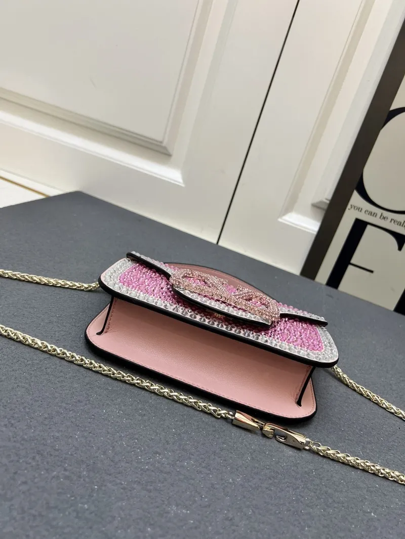 Valentino Pink Crystal Embellished Shoulder Satchel Bag 1V5022 - Image 6