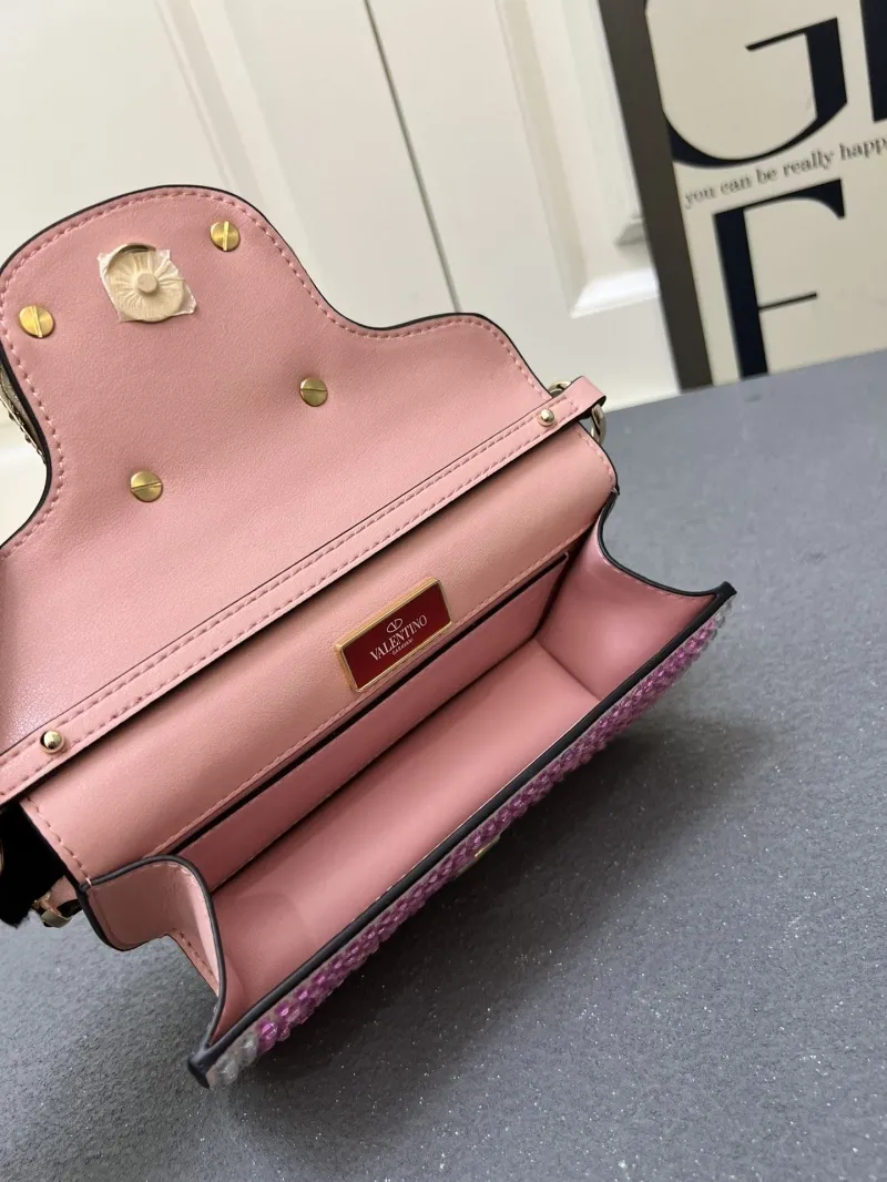 Valentino Pink Crystal Embellished Shoulder Satchel Bag 1V5022 - Image 7