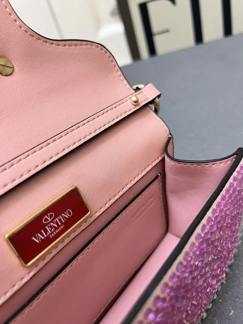 Valentino Pink Crystal Embellished Shoulder Satchel Bag 1V5022 - Image 8