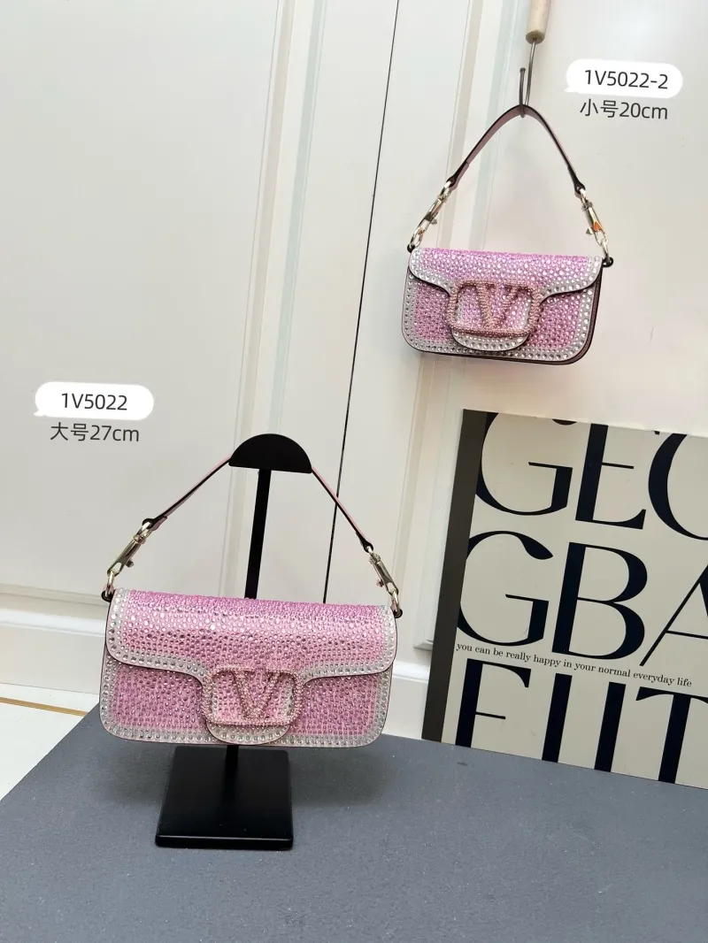 Valentino Pink Crystal Embellished Shoulder Satchel Bag 1V5022 - Image 9