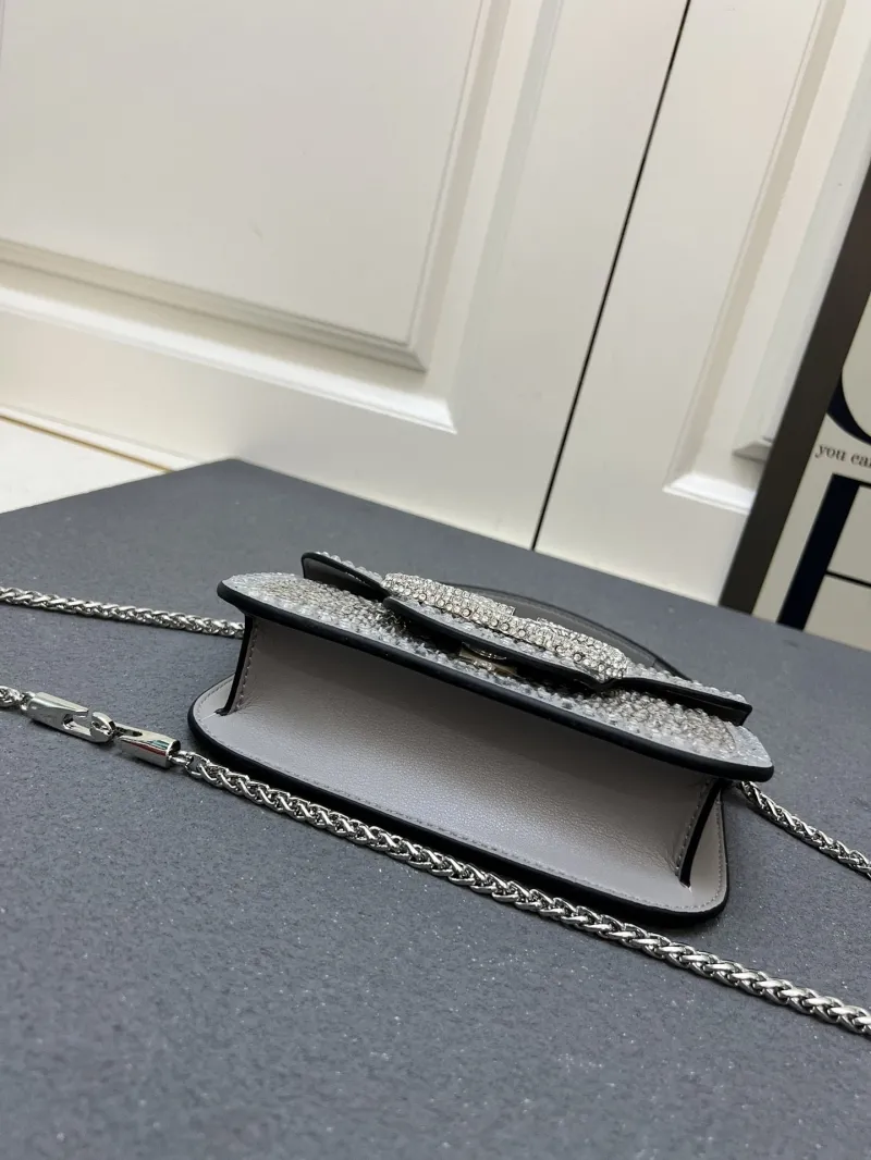 Valentino Gray Crystal Chain Satchel Bag 1V5022 - Image 7