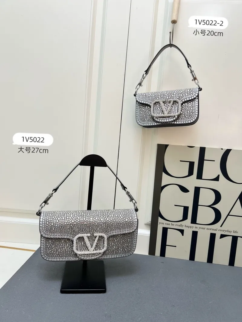Valentino Gray Crystal Chain Satchel Bag 1V5022 - Image 9