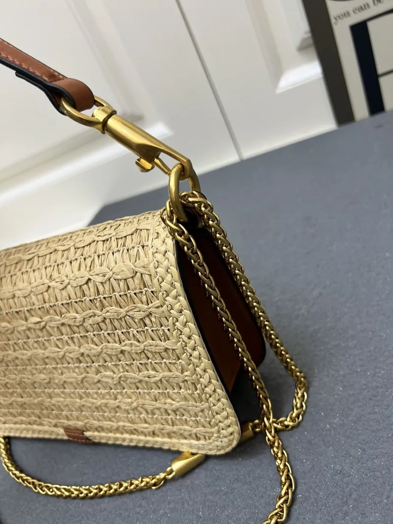Valentino Beige Woven Straw Shoulder Satchel Bag - Image 6