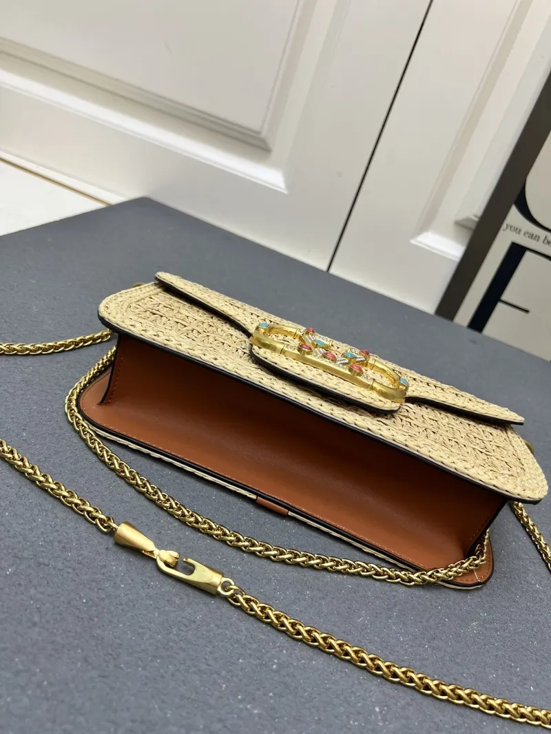Valentino Beige Woven Straw Shoulder Satchel Bag - Image 7