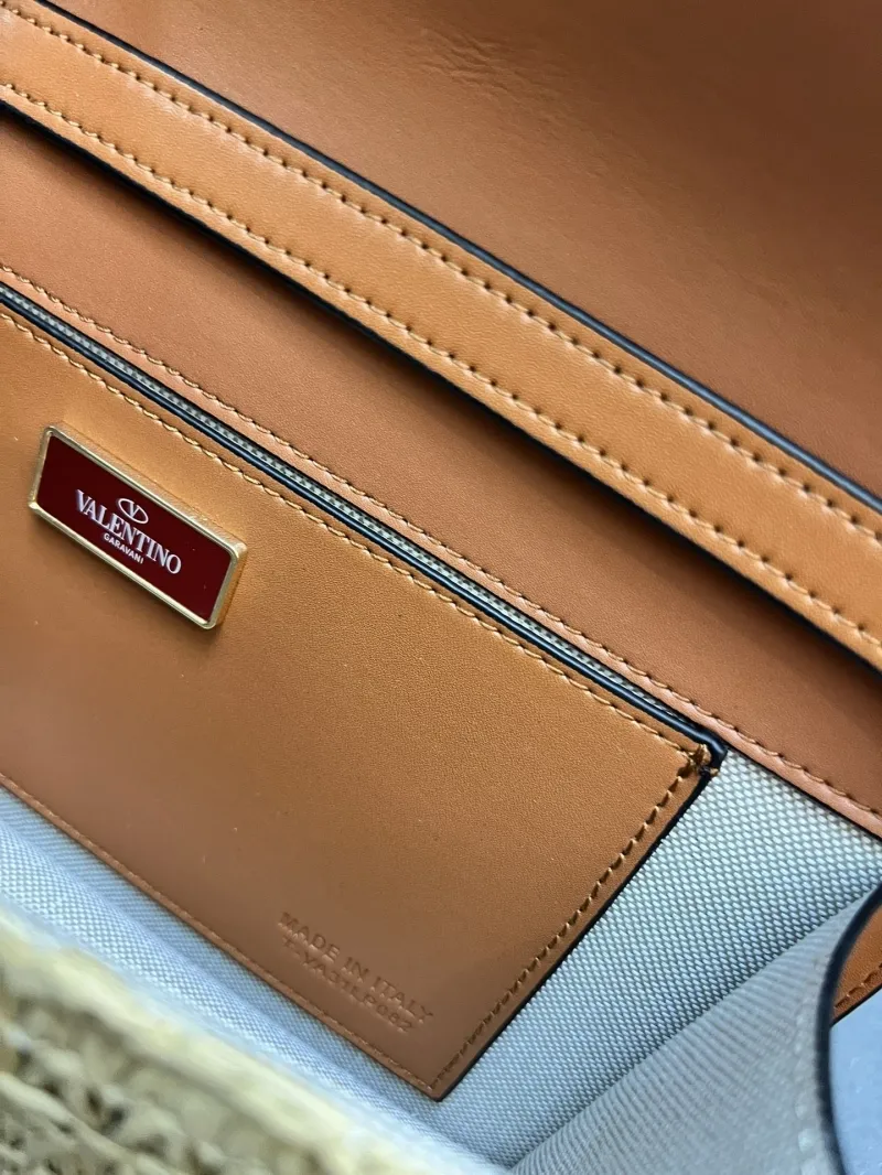 Valentino Beige Woven Straw Shoulder Satchel Bag - Image 9