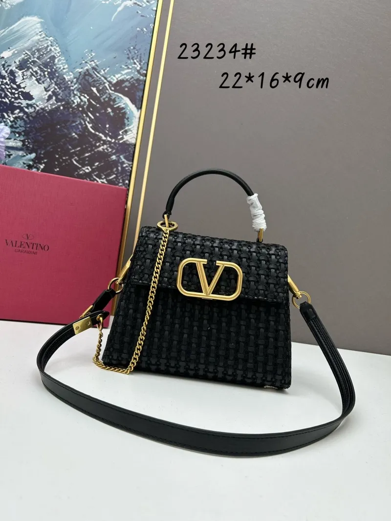 Valentino Black Woven Satchel Bag 23234