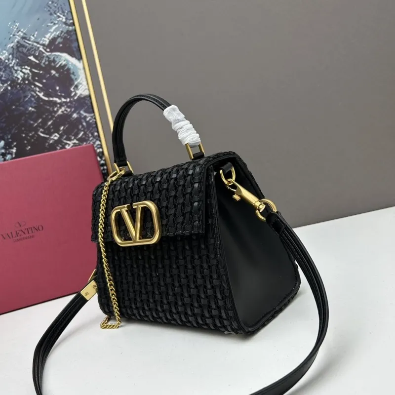 Valentino Black Woven Satchel Bag 23234 - Image 4