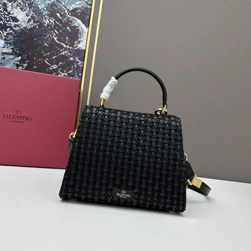 Valentino Black Woven Satchel Bag 23234 - Image 5