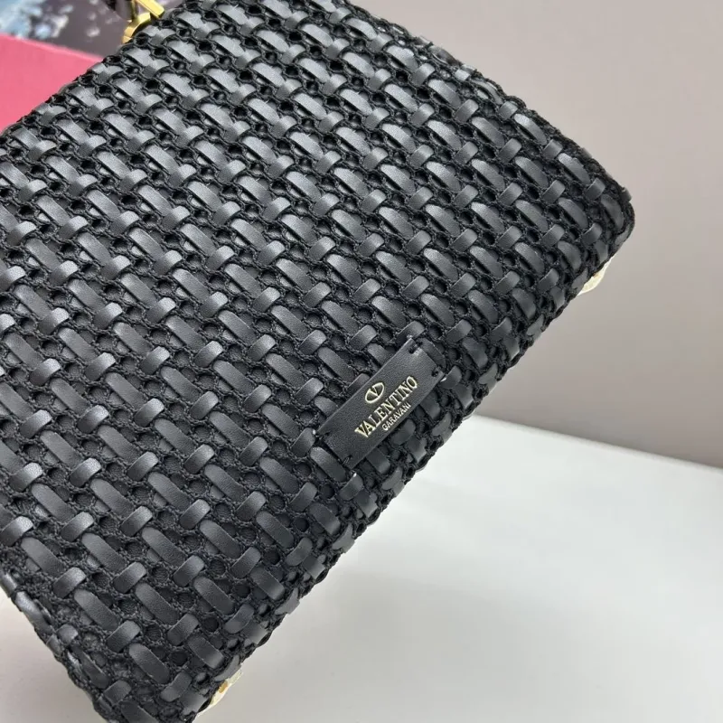 Valentino Black Woven Satchel Bag 23234 - Image 6