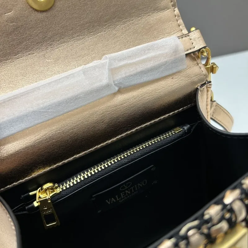 Valentino 23234 Gold Woven Satchel Crossbody Bag - Image 9