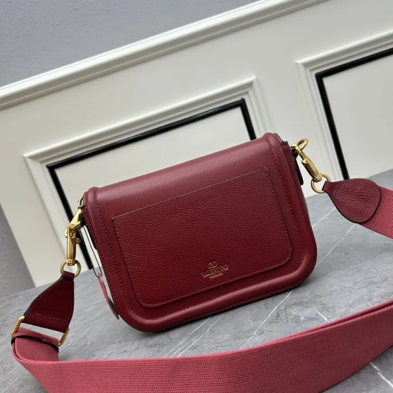Valentino Maroon Leather Crossbody Satchel Bag 0129 - Image 3