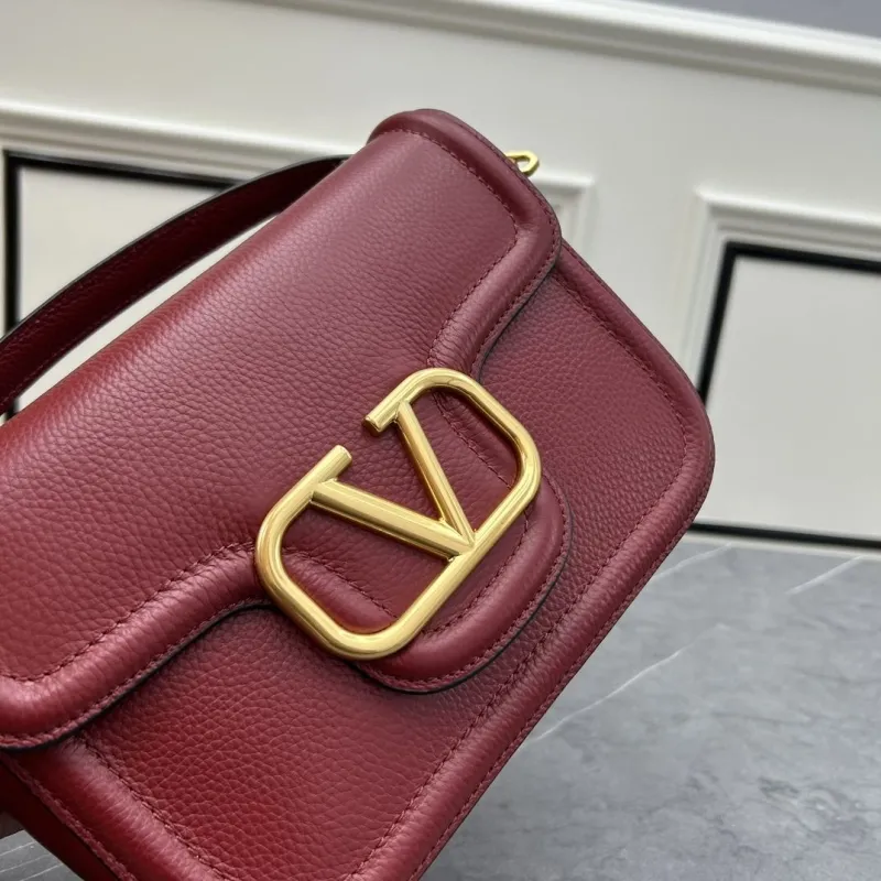 Valentino Maroon Leather Crossbody Satchel Bag 0129 - Image 4