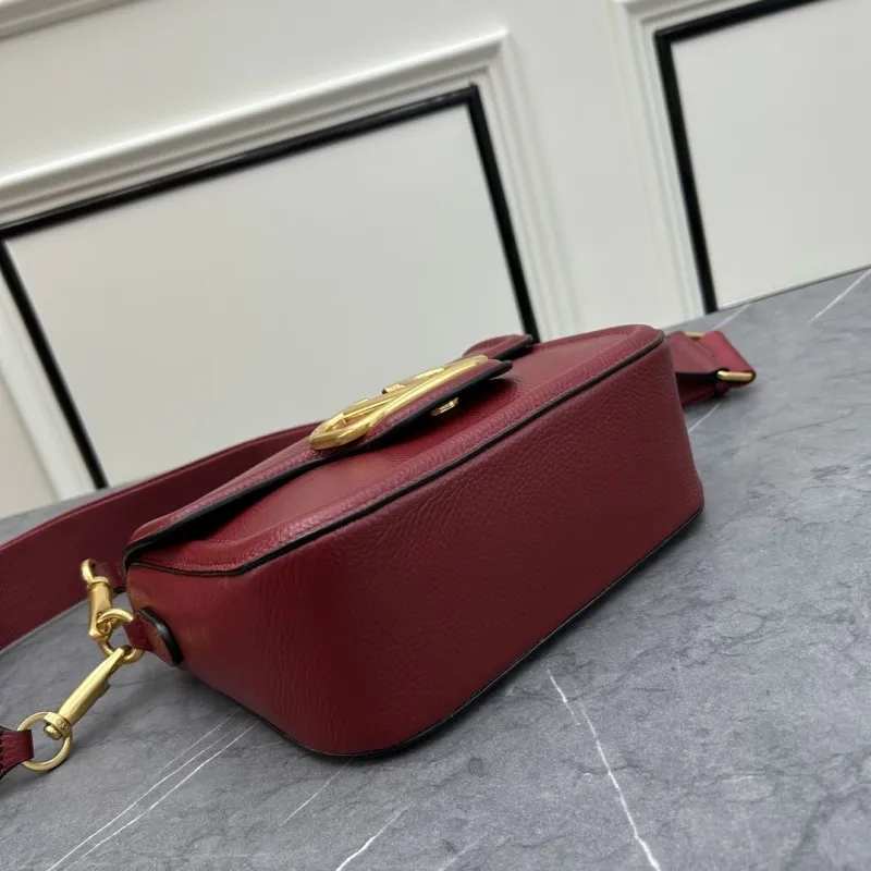 Valentino Maroon Leather Crossbody Satchel Bag 0129 - Image 5