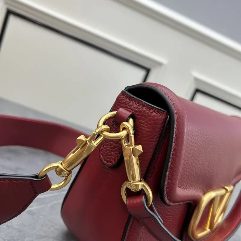 Valentino Maroon Leather Crossbody Satchel Bag 0129 - Image 6