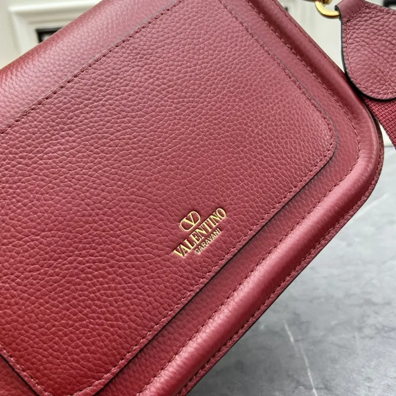 Valentino Maroon Leather Crossbody Satchel Bag 0129 - Image 7