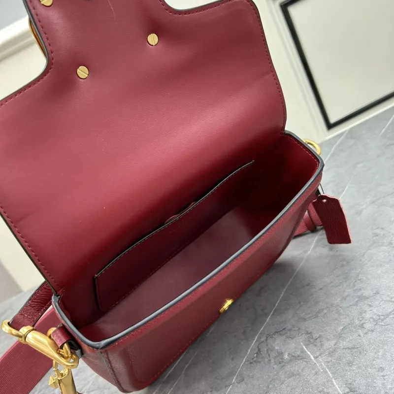 Valentino Maroon Leather Crossbody Satchel Bag 0129 - Image 8