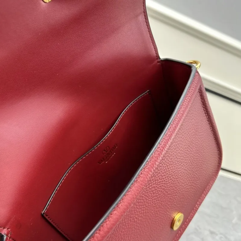 Valentino Maroon Leather Crossbody Satchel Bag 0129 - Image 9