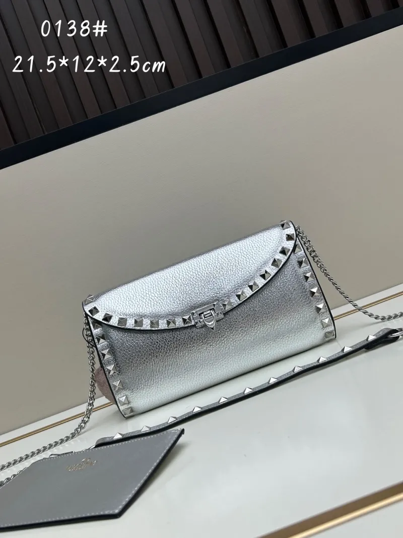 Valentino Silver Studded Leather Crossbody Bag 0138