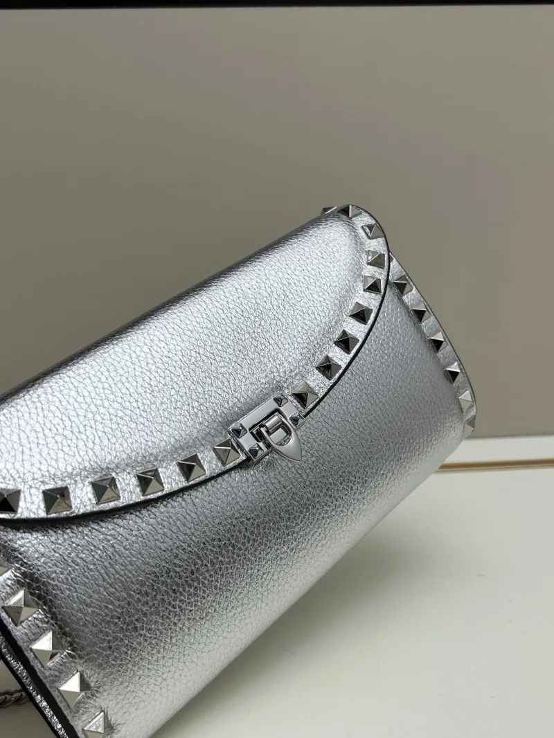 Valentino Silver Studded Leather Crossbody Bag 0138 - Image 3