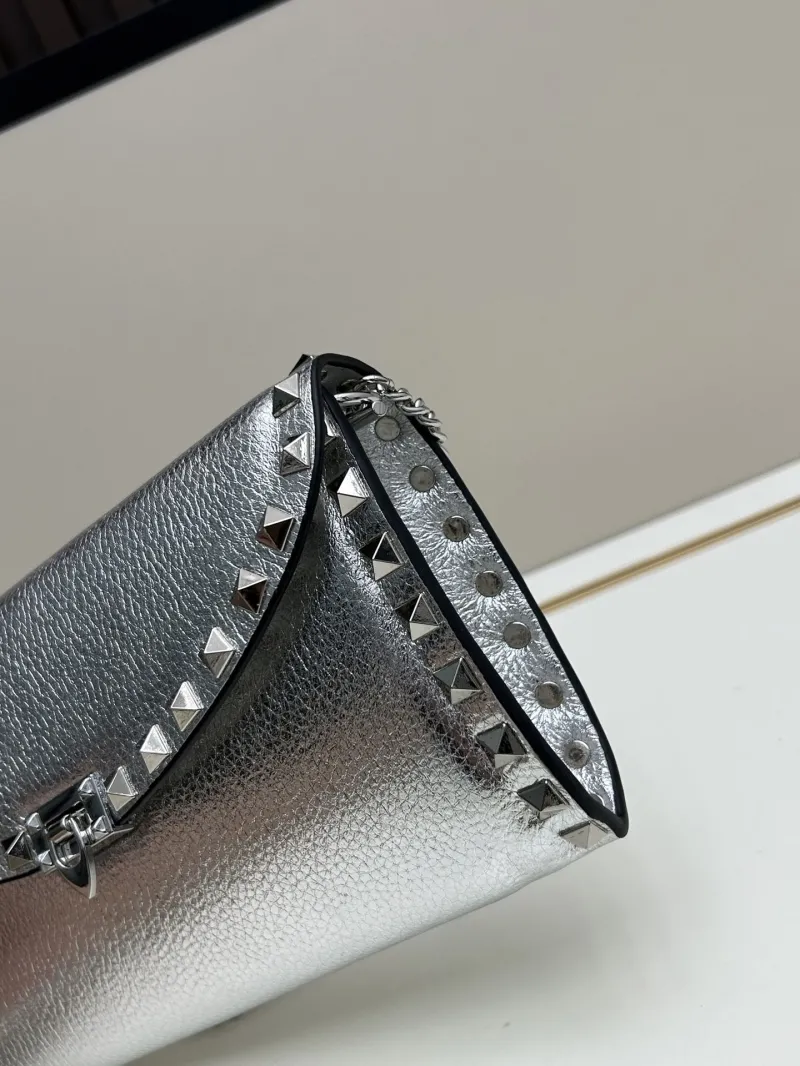 Valentino Silver Studded Leather Crossbody Bag 0138 - Image 4