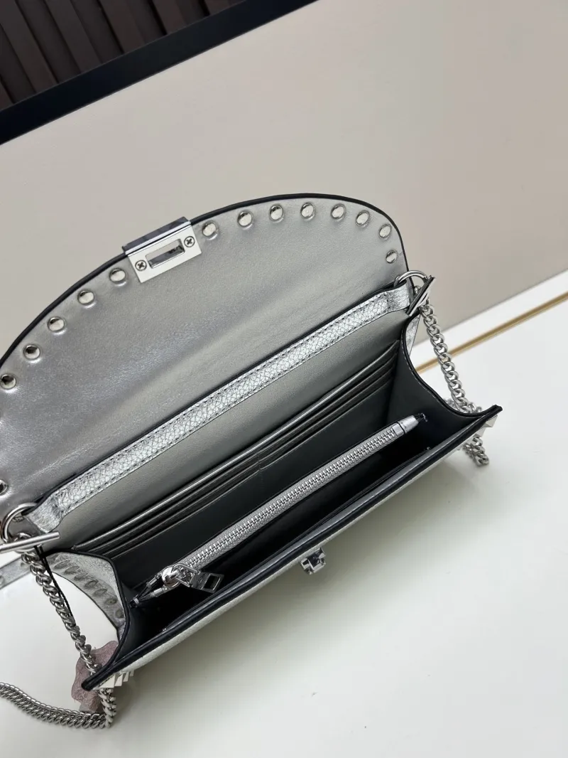 Valentino Silver Studded Leather Crossbody Bag 0138 - Image 6