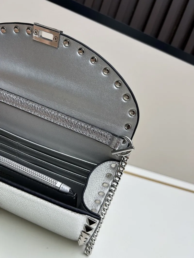 Valentino Silver Studded Leather Crossbody Bag 0138 - Image 7
