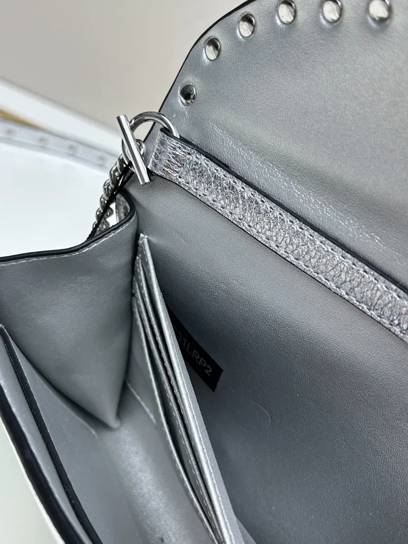 Valentino Silver Studded Leather Crossbody Bag 0138 - Image 8
