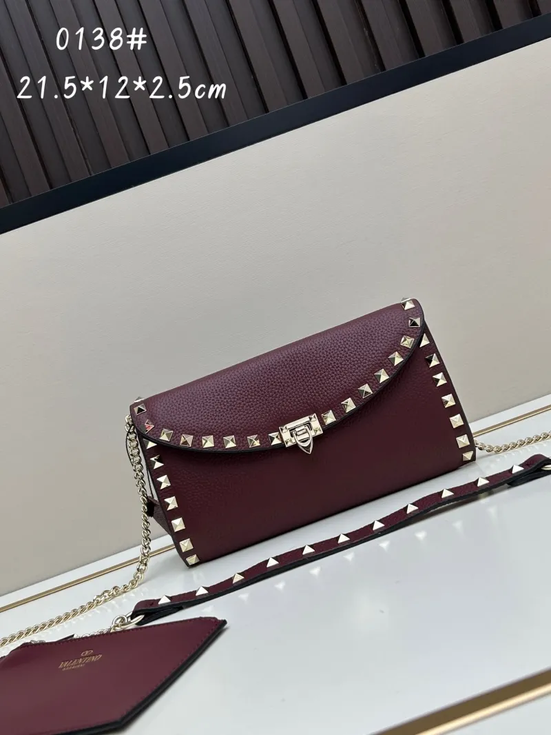 Valentino Garavani Burgundy Rockstud Crossbody Bag 0138