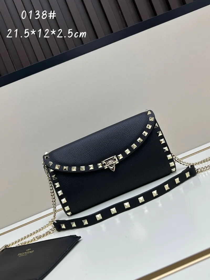 Valentino Black Leather Rockstud Crossbody Bag 0138