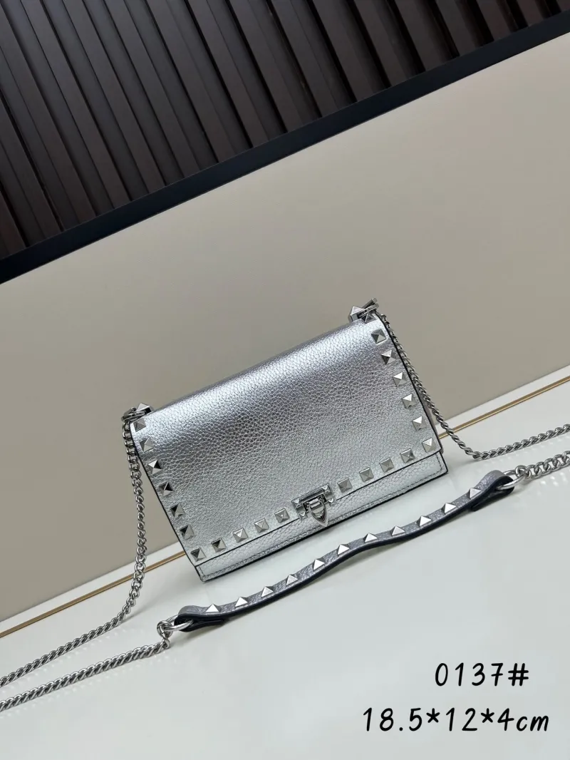 Valentino Silver Studded Crossbody Bag 0137