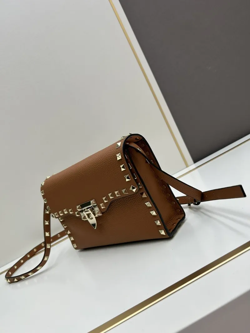 Valentino Brown Studded Crossbody Satchel Bag 0133 - Image 3